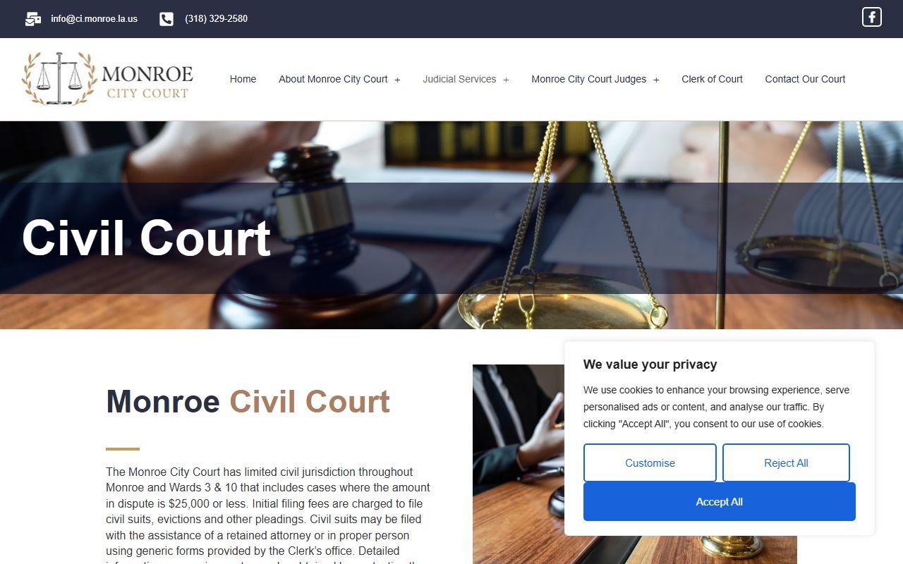 Ouachita Parish Clerk records Monroe City Court civil boundary