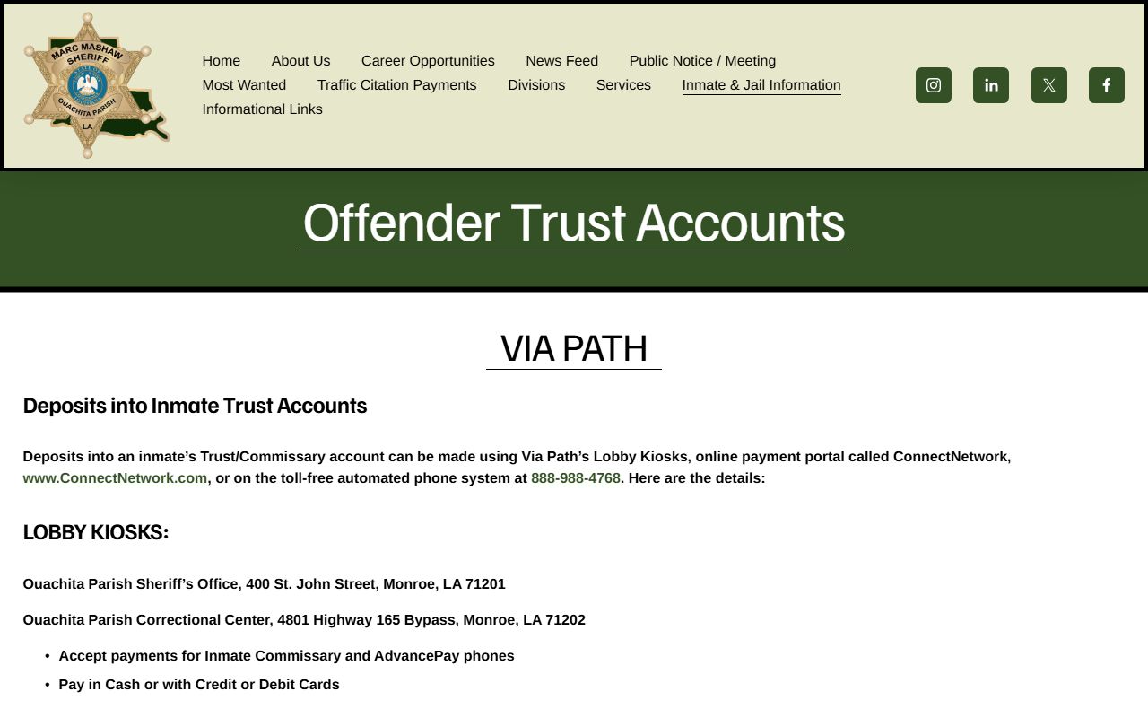 Ouachita Parish Clerk records OPSO trust account boundary
