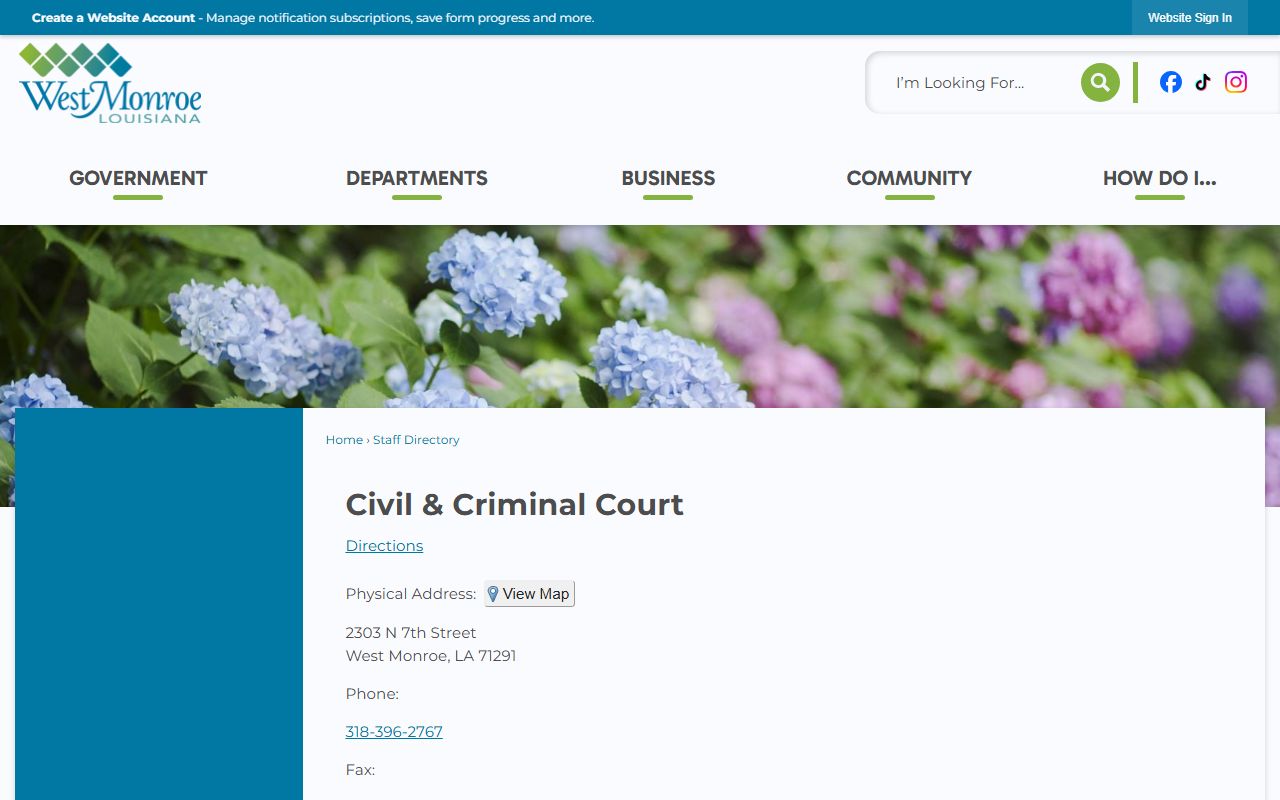 Ouachita Parish court dockets West Monroe City Court directory