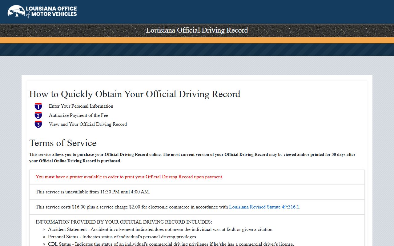 Ouachita Parish District Court official driving record boundary