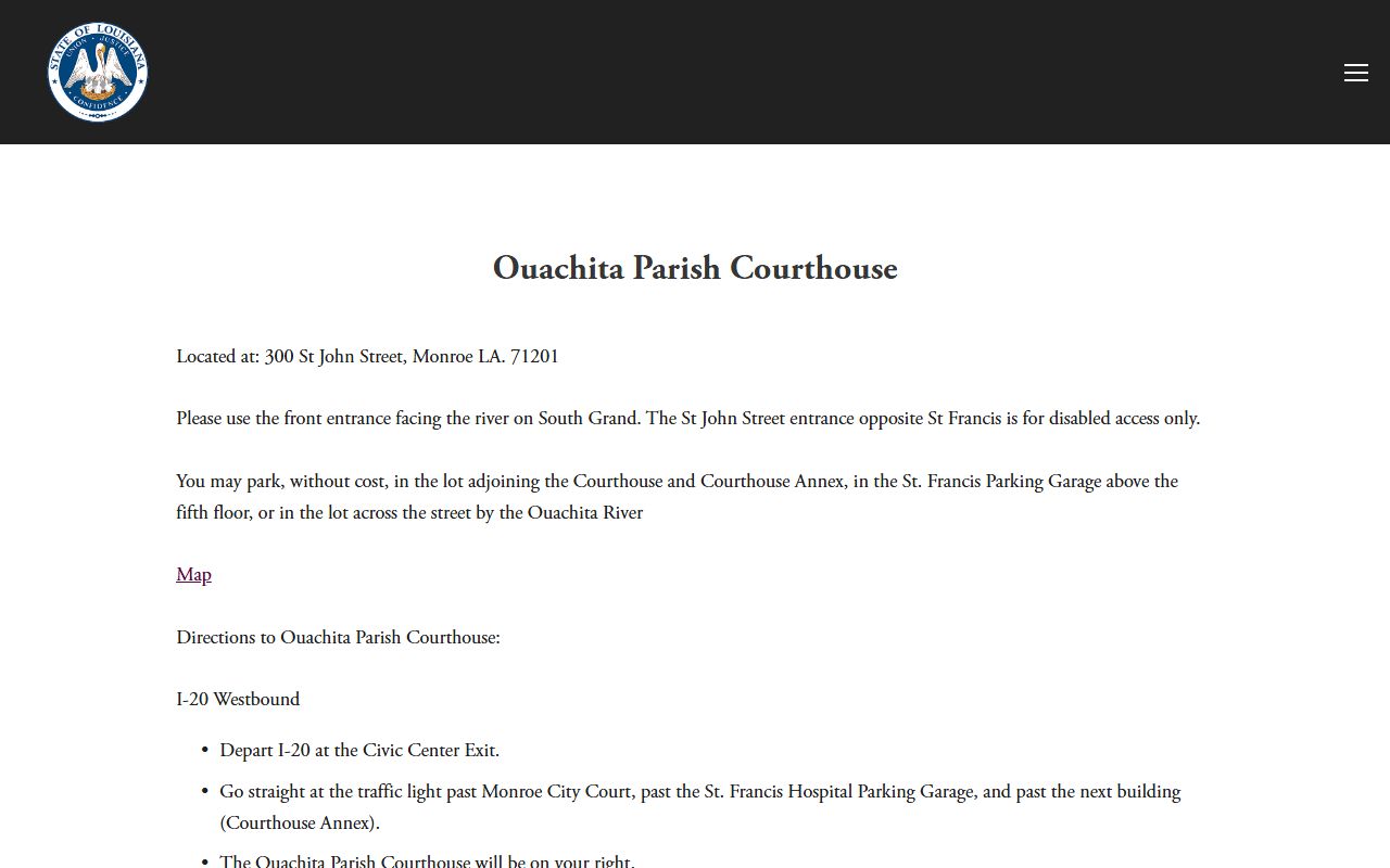 Ouachita Parish court records courthouse directions