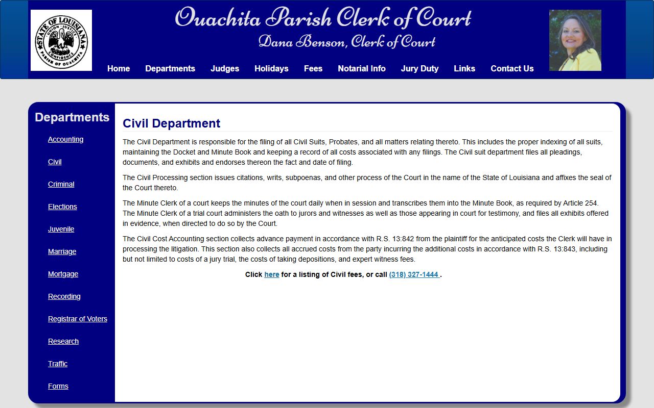 Ouachita Parish probate records Clerk Civil Department