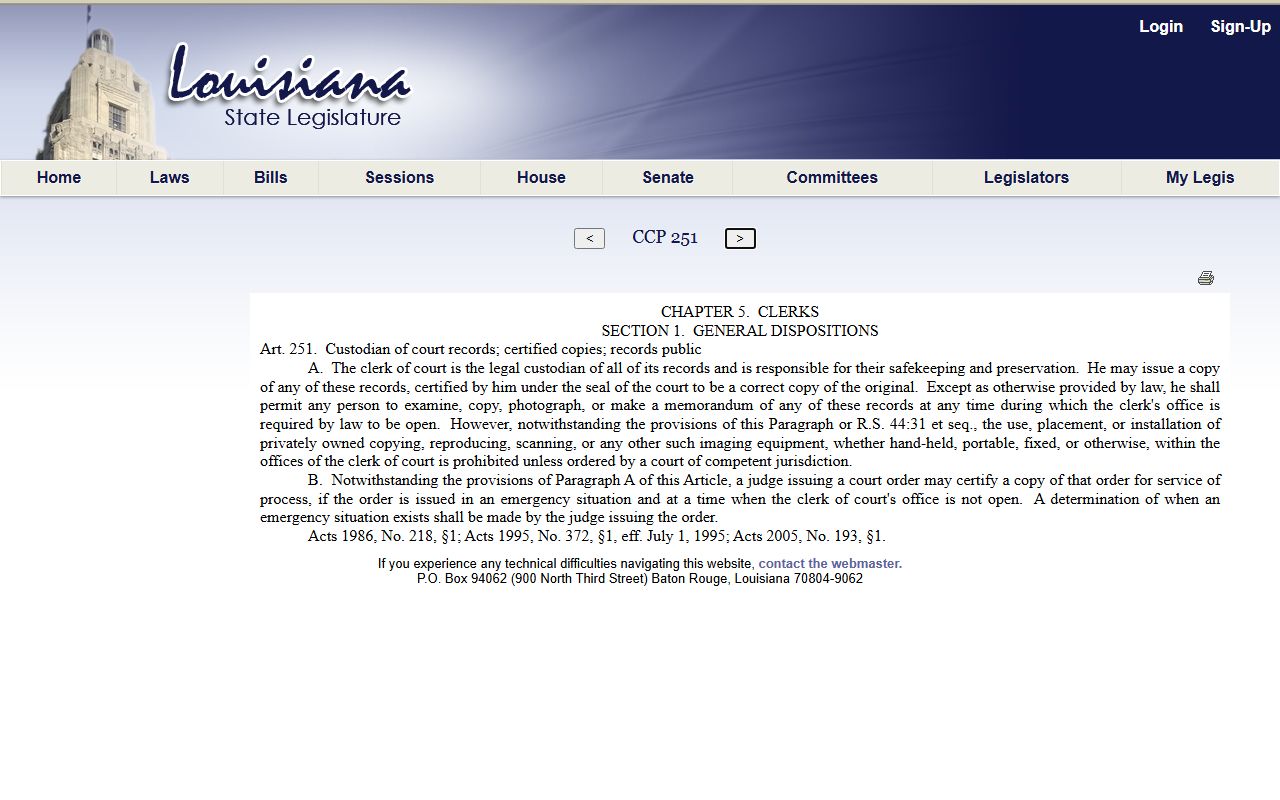 Ouachita Parish probate records Louisiana clerk custodian statute