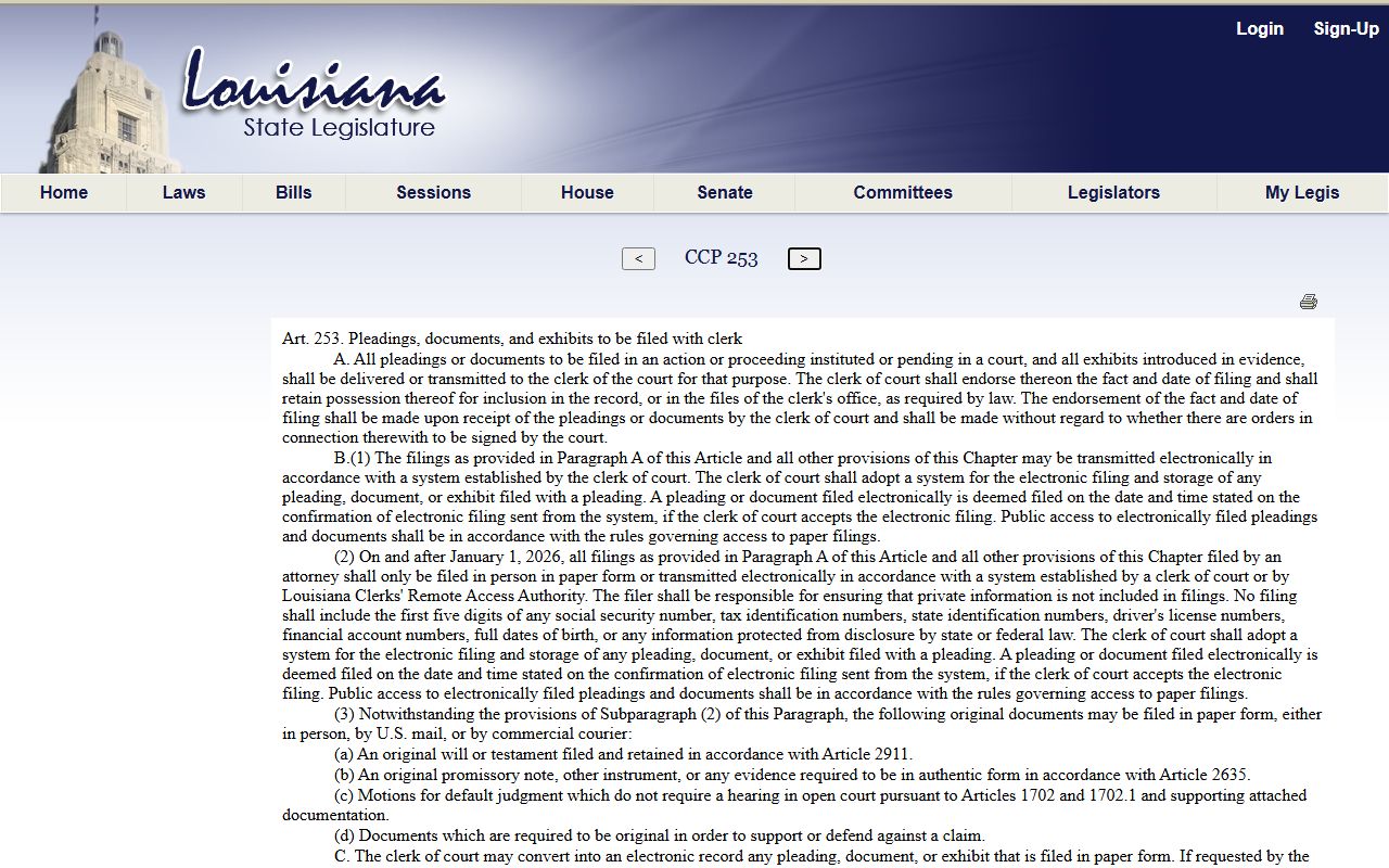 Ouachita Parish probate records Louisiana filing statute