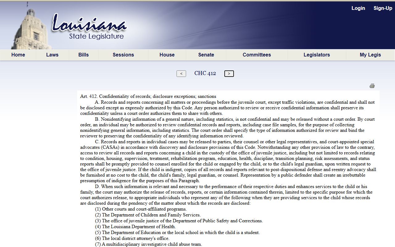Ouachita Parish probate records juvenile confidentiality statute