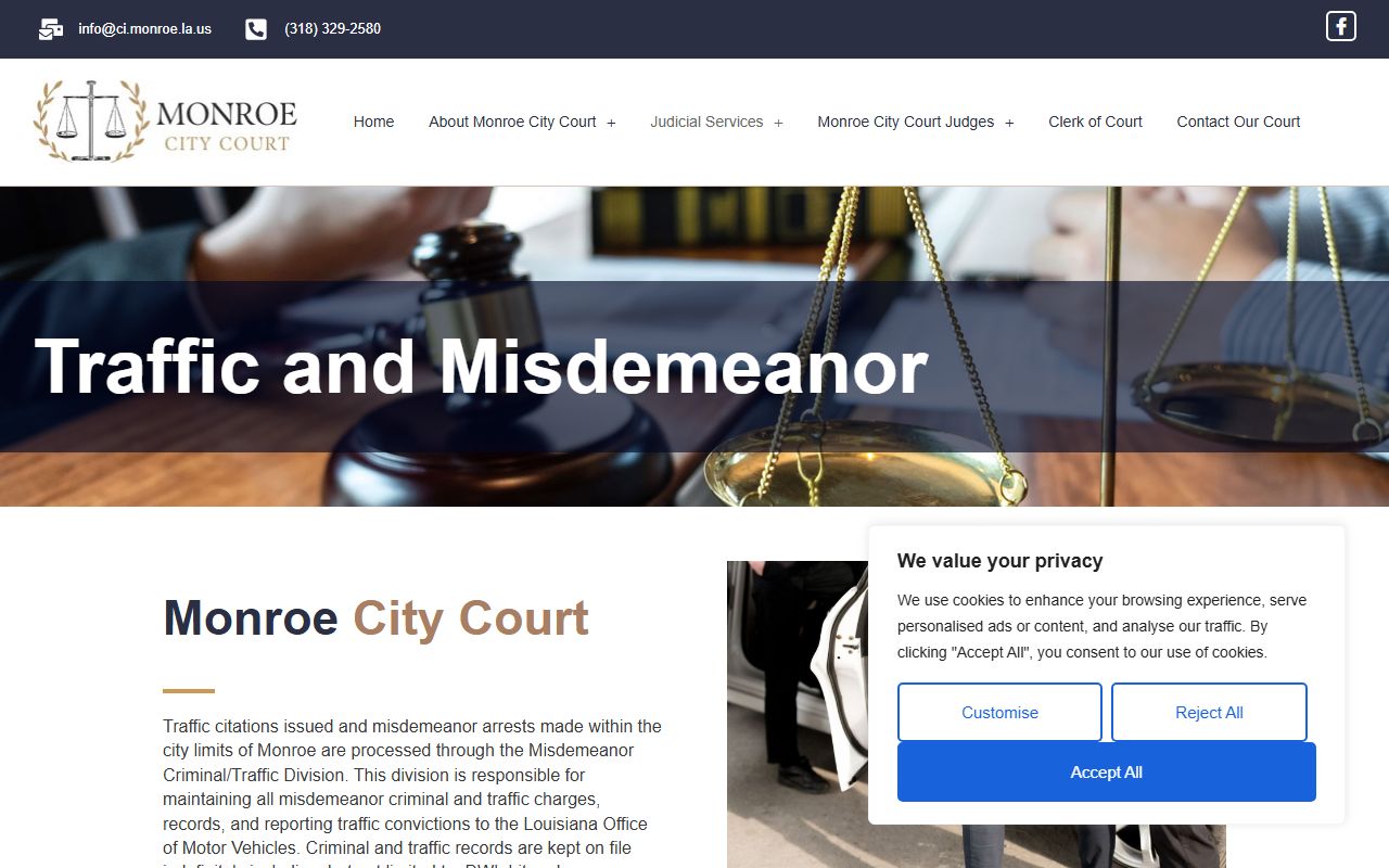 Monroe City Court traffic and misdemeanor ticket page