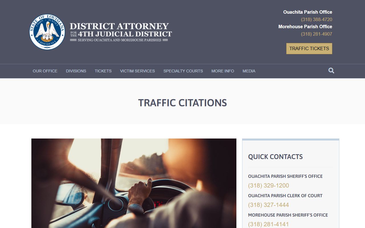 Fourth Judicial District Attorney traffic citations payment and contesting page