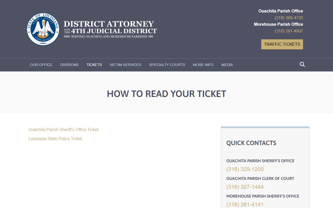 Fourth Judicial District Attorney guide for reading a traffic ticket